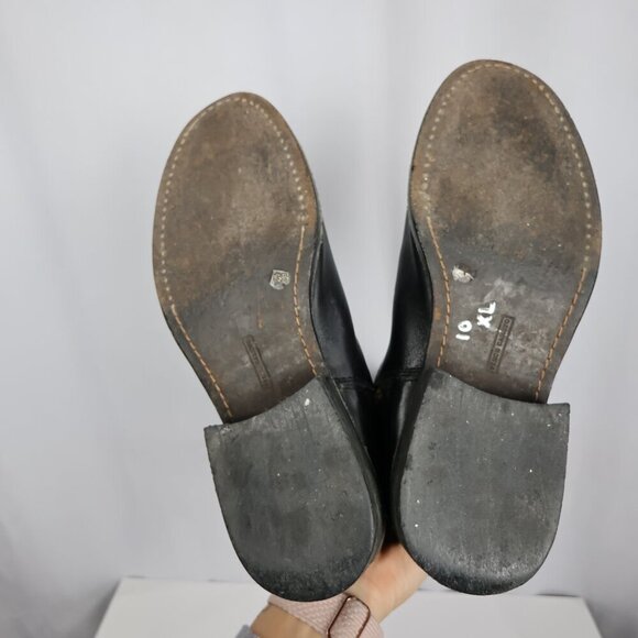 Vince Camuto Black Leather Embossed Knee High Riding Boots Gold Zip Buckle - 10 - Picture 12 of 14